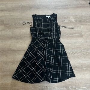 ELLE Black Dress with White Windowpane Plaid